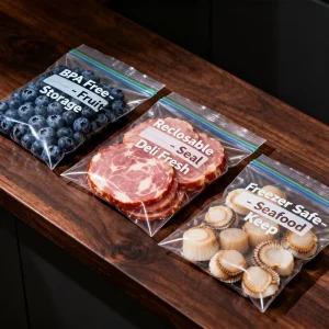 Low MOQ Custom of Various Fresh Cooked Food Packaging Fresh keeping Vacuum sealed Bag Food grade Safe Sanitary Foil Zipper Bag