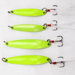 Metal Luminous Leaf Shaped Spoon Lure Feather Noise Piece Artificial Freshwater Sea Bait for Bass Perch Cod Target for Bottom