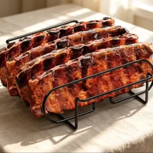 Metal Outdoor Grill Accessory Rack Rib Grill Holder Non stick BBQ Ribs Rack