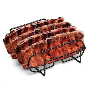 Metal Rib Rack for Smoking Grilling Non Stick Steel Roasting Stand with BBQ Accessories for Smoker Barbecue