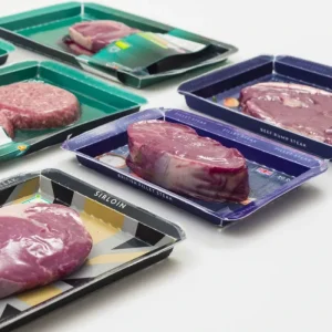 Mono Material Recyclable Custom Size Vacuum Skin Packaging for Fresh Meat and Seafood