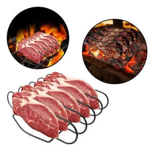 Multi Function Non Stick Coating Steak Rack Rib Grill Rack Roasting Chicken Rack for Barbecue Cooking