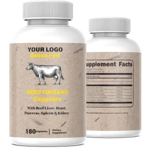 OEM Factory Pure Grass Fed Beef Bovine Organs Blend Capsules Supplement With Beef Liver for Adult