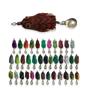 OEM Top Water Surface Latex Fishing Bait Soft Frog Lure With Spoon for Pike Snakehead Salmon Trout Catfish
