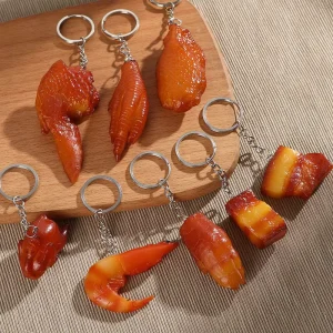 PVC Simulated Food Model Fake Chicken Wings Pig Trotters Roast Chicken Backpack Keychain Pendant Pretend Play Toy