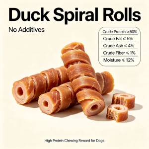 Pet Food Pet Dehydrated Snacks OEM ODM Duck Meat Spiral Rolls