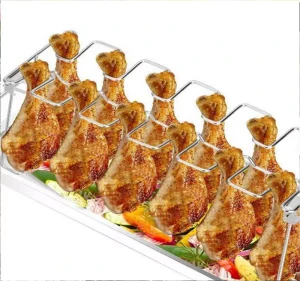 Roast Chicken Leg Rack Folding Tools Metal Chicken Drumstick Stand Silver Charcoal Pans Wing Leg
