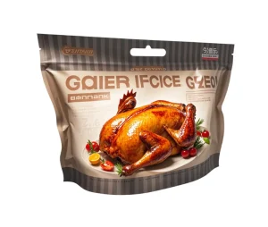 Roasted Chicken Window Display Stand up Pouches Ziplock Plastic Food Packaging for Hot Roasted Fried Whole Chicken