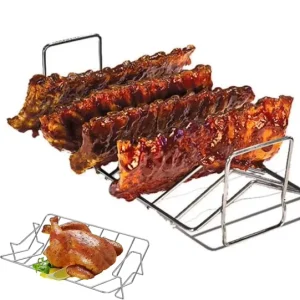 SEB KAMADO BBQ Rib Rack Stainless Steel Fit for 16″ 18″ Ceramic Grill BBQ Accessories