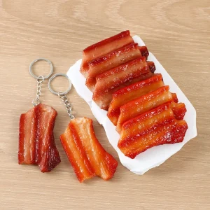 Simulated Food Model Pork Ribs Pasta Pork Belly Braised Pork Keychain Kitchen Decoration