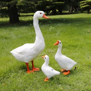 Simulation Hand Made Real Feather Snow White Super Lifelike Art Deco Goose Model Props Detail Design Home Bird Ornament Display