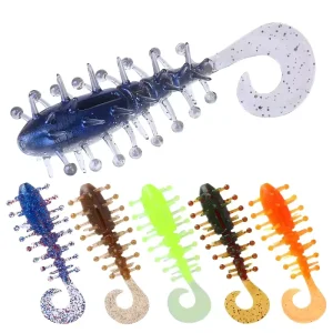 Soft Fishing Lure Sea Cucumber Shape TPE Material Curly Tail Bionic Bait Lifelike Swimming Action for Bass Pike Freshwater