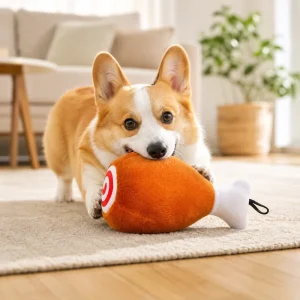 Squeaky Plush Chicken Drumstick Dog Toy Interactive Stuffed Chew Toy for Puppy Cartoon Pet Squeak Toy 16cm