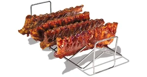 Stainless Steel BBQ Rib Rack Accessory for Barbecue Grill and Charcoal BBQ