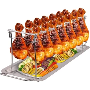 Stainless Steel Chicken Drumstick Wings Leg Grilling Rack Roaster Stand BBQ Grill Grid