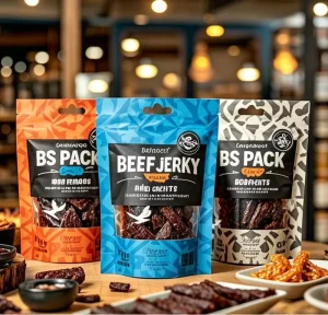 Stand up Pouch for Beef Jerky Resealable Zipper Bag with High Barrier for Dried Meat Snack Packaging