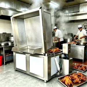 Steam Honeycomb Cooking Pot With Hydraulic Tilting Basket Auto Discharge for Beef Pork Duck Chicken Marinated Food Processing