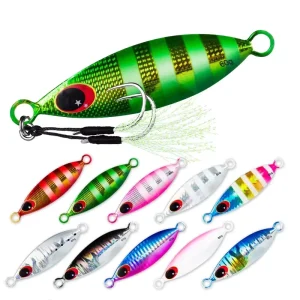TG 10g 60g Slow Jigging Lures Sea Bass Artificial Metal Jig Luminous Iron Plate Sinking Lead Fishing Lure
