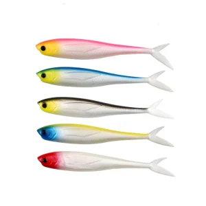 TG 2pcs Box 125mm 9g Bionic Sea Freshwater Bass Carp Soft Worm Mandarin Fork Tailed Fish Lure Bionic Bait