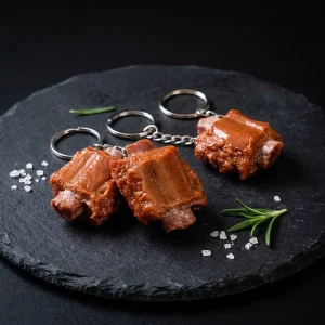Unique BBQ Party Favors Realistic Pork Rib Keychain Bulk Promotional Giveaway Realistic Food Model Event Swag Party Supplies