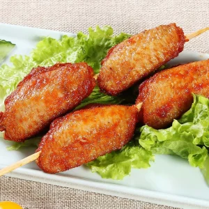 Verified Supplier IQF Roasted Orleans Skewered Mid Joint Chicken Wings for Street Food Vendors