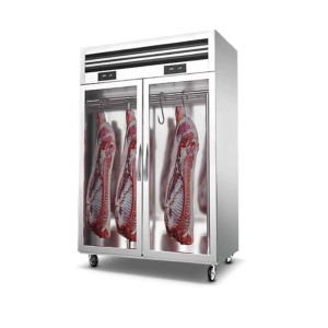 Vertical Hanging Commercial Refrigerated Frozen Pork Beef Display Cabinet